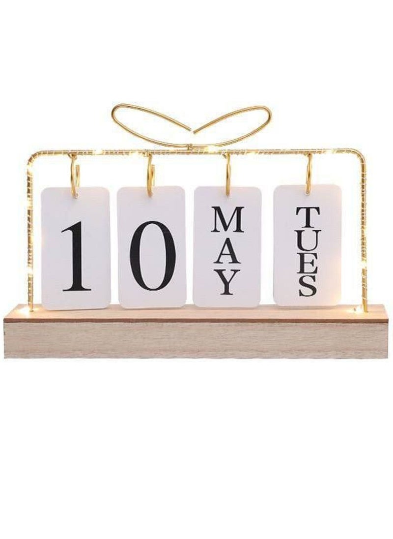 Generic Metal desk calendar and wooden base for office, home and kitchen decor  - Image 1