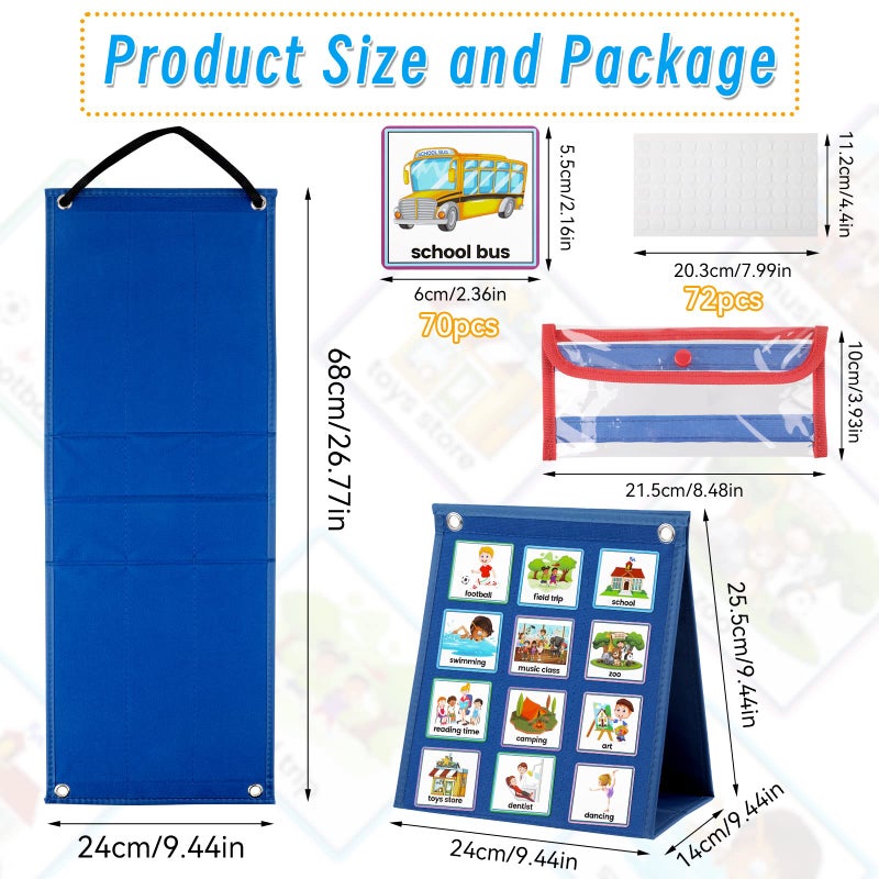 Tikplus Visual Timetable, Children Visual Now and Next Board Learning Aids Tool with 70 Picture Cards To Support Communication, Daily Routine Chart for Speech and Language, ASD, Autism, Preschool - Image 2