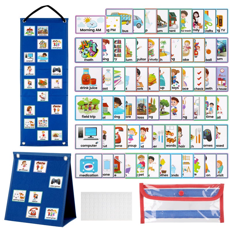 Tikplus Visual Timetable, Children Visual Now and Next Board Learning Aids Tool with 70 Picture Cards To Support Communication, Daily Routine Chart for Speech and Language, ASD, Autism, Preschool - Image 1