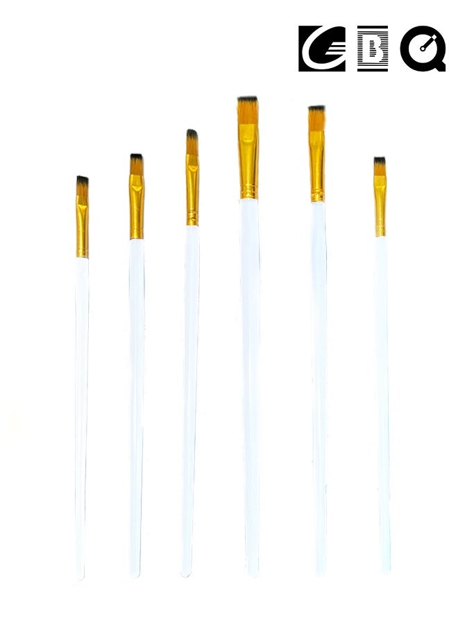 GBQ 6Pcs Artist Flat Nib Brush Set Art Paintin Supplies Minimalist Transparent  - Image 1