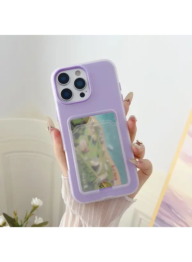 Light Purple 2 In 1 Card Holder Phone Case Compatible with IPhone 16 Pro Max - Image 1