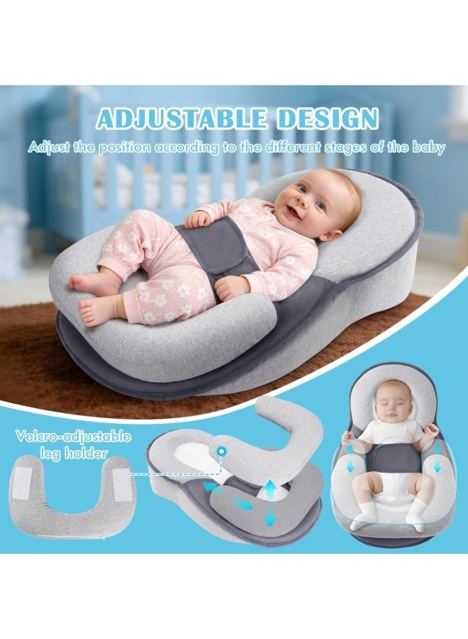 SKY-TOUCH Newborn Feeding Pillow Wedge - 15° Anti-Spit Up & Nursing Support Pillow, Baby Breastfeeding Pillow for Reflux, Soft & Breathable Grey Infant Nursing Cushion - Image 4