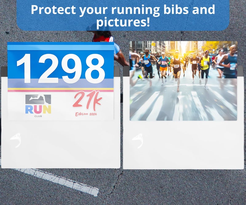 BLAUBECK Race Bib Vinyl Holder 20 Pack, Clear Bib Boards Sleeves Protector for Runners, Race Bib Display, Marathon Bib Display, Running Bib Holder(20 Extra Bib Sleeves) - Image 3