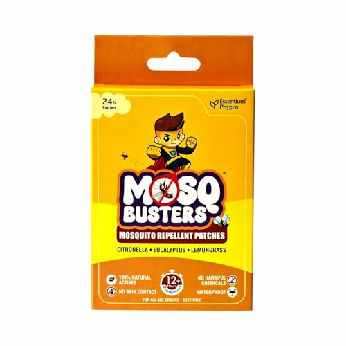 Essentium Phygen Mosq Busters Mosquito Repellent Patches 24 Count DEET-Free Protection with Citronella, Eucalyptus & Lemongrass Oils Waterproof, Non-Toxic, Safe for Kids, Babies, Pets Up to 12 Hours - Image 1