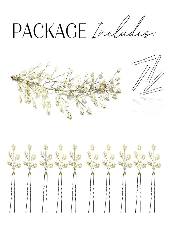 Ansh Attractive Artificial Metal Hair Pins | Floral White Pearls Clips/Juda Pins | Hair Accessories for Women & Girls (Combo Pack of 2505 & 2506) - Image 5