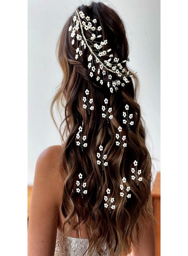 Ansh Attractive Artificial Metal Hair Pins | Floral White Pearls Clips/Juda Pins | Hair Accessories for Women & Girls (Combo Pack of 2505 & 2506) - Image 1