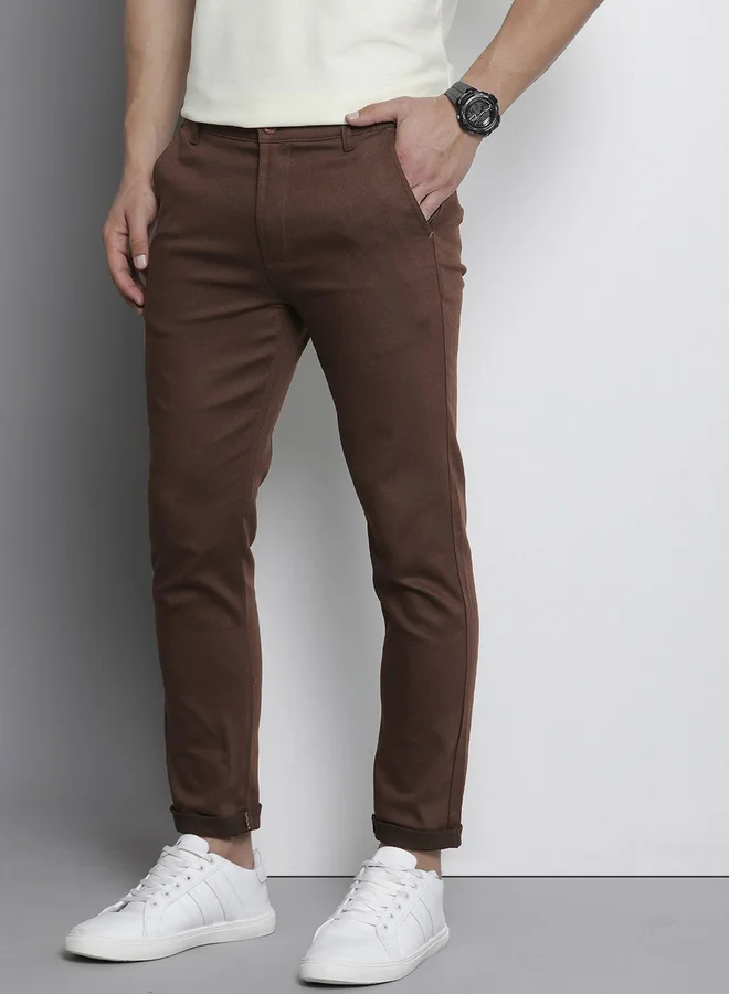 The Indian Garage Co Men Brown Slim Fit Solid Chinos