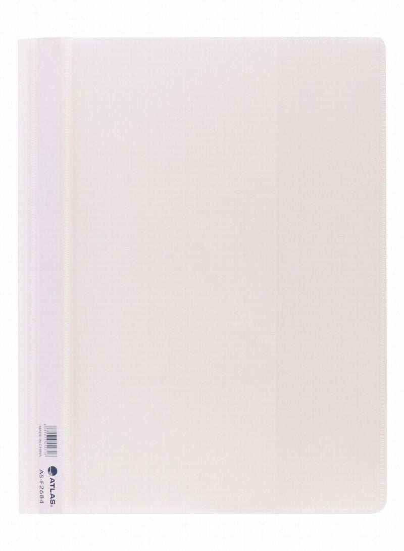 ATLAS مجلد مسطح شفاف مكون من 12 قطعة باللون الأبيض