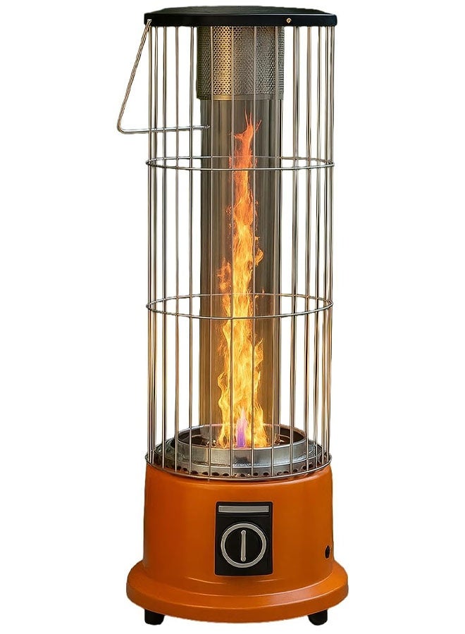 TOSCANA U Outdoor Gas Heater Vertical Glass Flame Cylinder with Metal Grid, Gas Heater with Anti-Tip Base, Ignition Control Regulator, Heat Insulation Carry Handle, Ideal for Garden Restaurant - Image 2