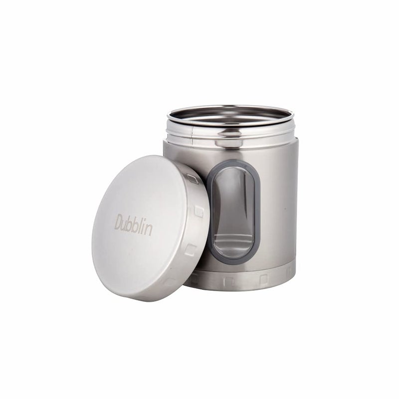 DUBBLIN Stainless Steel Storage jar container Fresher screw lid transparent visible window food safe steel Storage container 1250 ml, 1 Piece, Silver - Image 2