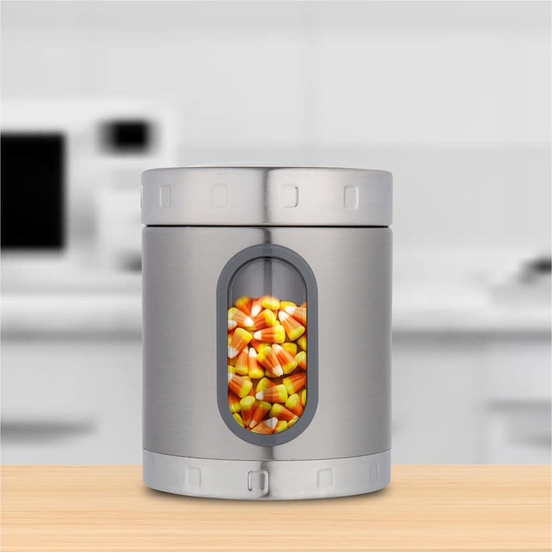 DUBBLIN Stainless Steel Storage jar container Fresher screw lid transparent visible window food safe steel Storage container 1250 ml, 1 Piece, Silver - Image 5