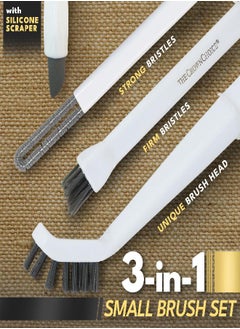 The Crown Choice The Crown Choice Small Cleaning Brush Set 3pcs-Household Cleaning Brush Set-2 Scrub Brushes for Cleaning & Silicone Tipped Scrub Brush-Clean Bathroom/Shower/Tile/Kitchen/Floor/Bathtub  - Image 2