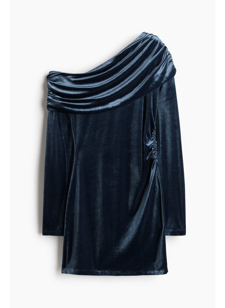 اتش اند ام One-Shoulder Velour Dress