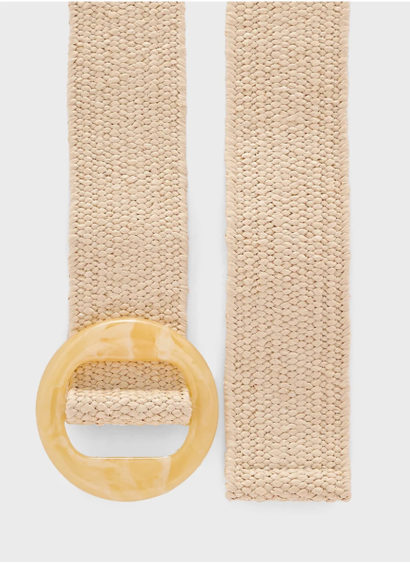 جينجر Acrylic  Buckle Raffia Belt