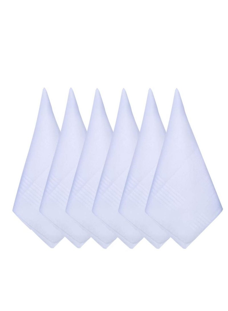 Cotton Handkerchief, 6 Pcs White Pocket Square, Men's Soft Pure White Cotton Handkerchiefs, Large Pocket Squares Hankies, with Satin Border, 16" x 16" (40cmx40cm)  - Image 1