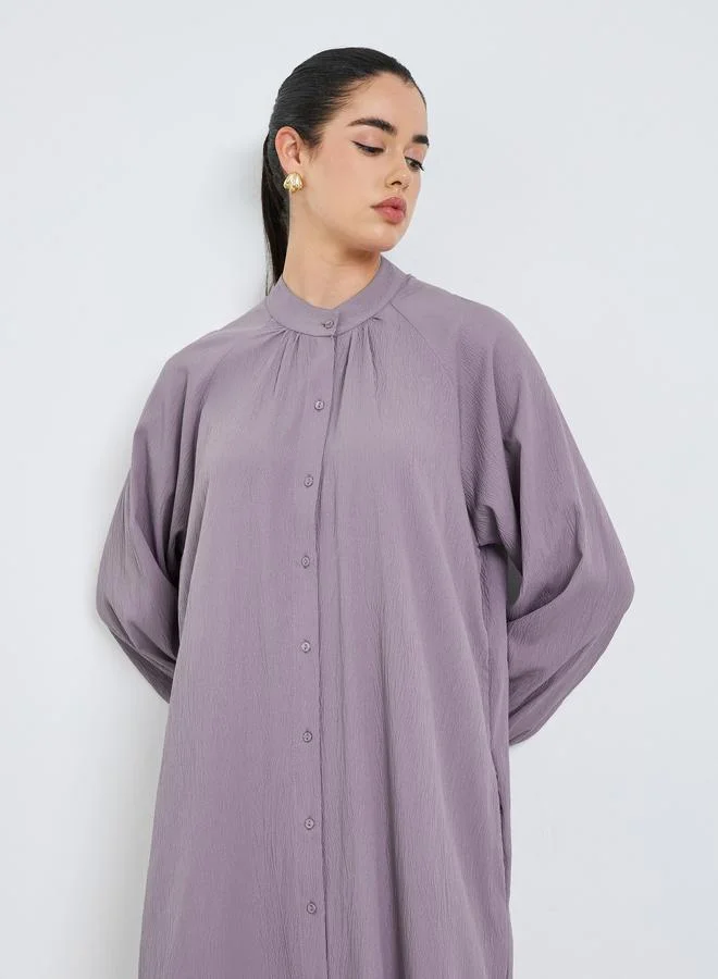 Amirah  Women Purple Buttoned A-Line Crepe Jalabiya for Women | Best Price UAE