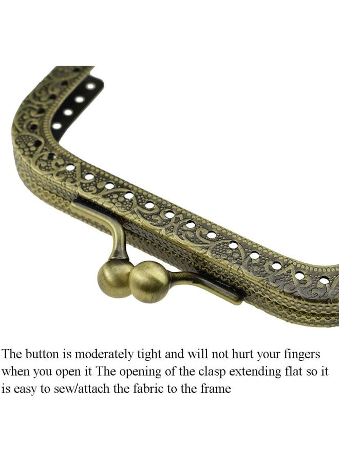 Purse Bag Kiss Clasp Frame Lock 4.13inch Arch Metal Vintage Clutch Clip Easy Smooth Open Close No Scratch Loose Gap Rattling for DIY Crochet Fabric Coin Purse Leather Bag Sewing 4pieces Bronze - Image 3
