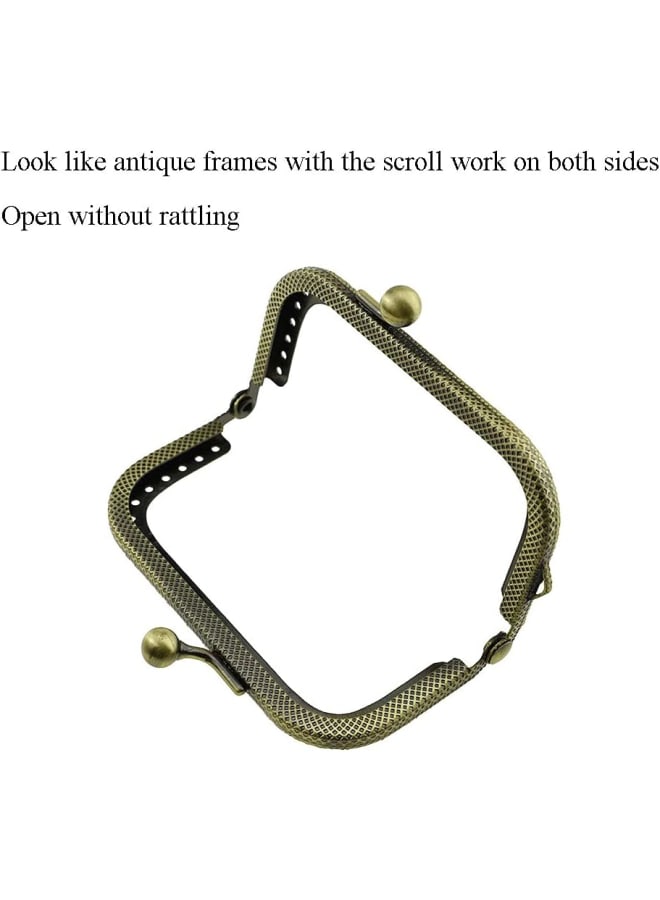 Purse Bag Kiss Clasp Frame Lock 4.13inch Arch Metal Vintage Clutch Clip Easy Smooth Open Close No Scratch Loose Gap Rattling for DIY Crochet Fabric Coin Purse Leather Bag Sewing 4pieces Bronze - Image 5