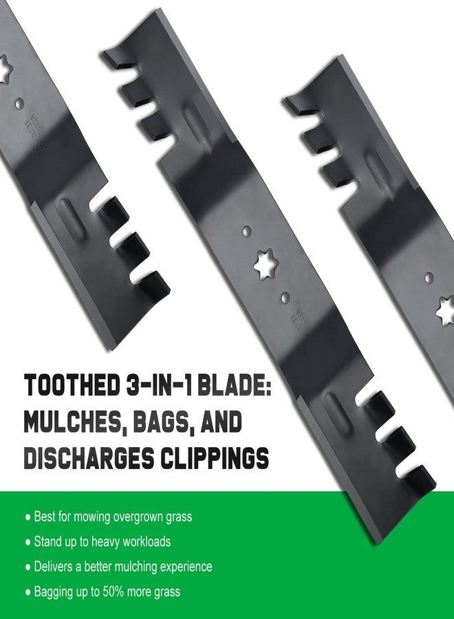Grasscool 54 Inch Mower Blades for MTD Cub Cadet 742-0677 942-0677 RZT54 RZT-S54 SLT1554 GT1554 LGT1054 GT1054 GTX1054 T310 54''Deck Lawn Mower (Toothed Mulching) - Image 5
