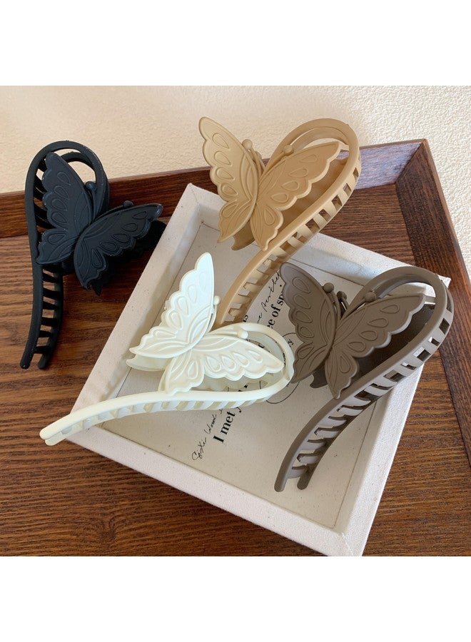SIMAR ART set of 4 pcs random Matte Hair Clips for Thick Hair Square Claw Clips Hair Hair Claw (Multicolor) Butterfly Hair Claw Clips, 4 Pack, Large Size, Matte Finish, Black White Beige Grey - Image 1
