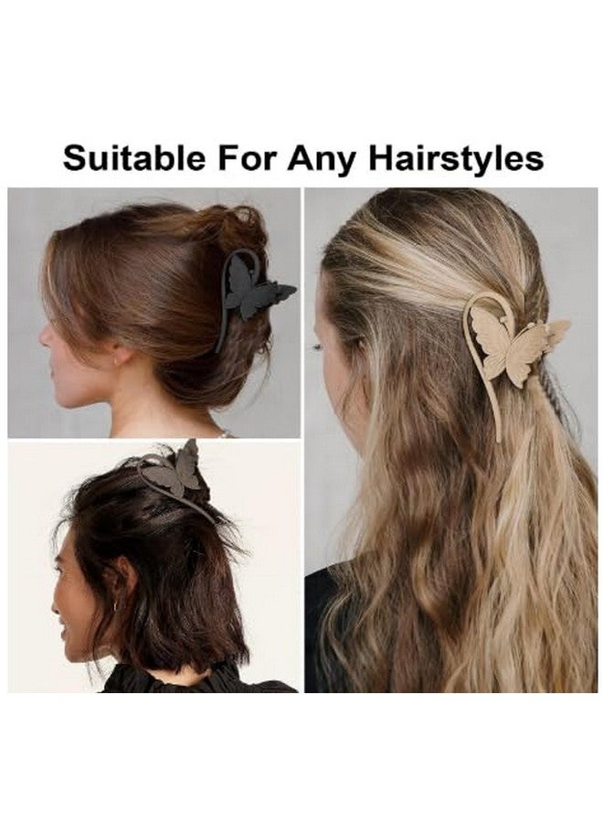 SIMAR ART set of 4 pcs random Matte Hair Clips for Thick Hair Square Claw Clips Hair Hair Claw (Multicolor) Butterfly Hair Claw Clips, 4 Pack, Large Size, Matte Finish, Black White Beige Grey - Image 3
