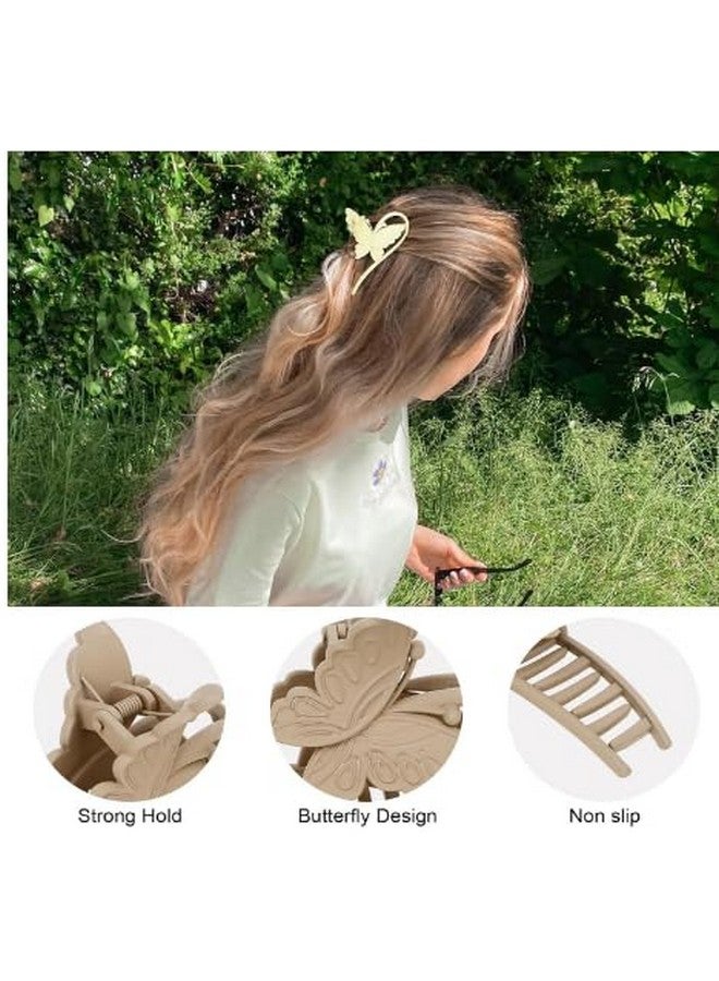 SIMAR ART set of 4 pcs random Matte Hair Clips for Thick Hair Square Claw Clips Hair Hair Claw (Multicolor) Butterfly Hair Claw Clips, 4 Pack, Large Size, Matte Finish, Black White Beige Grey - Image 4