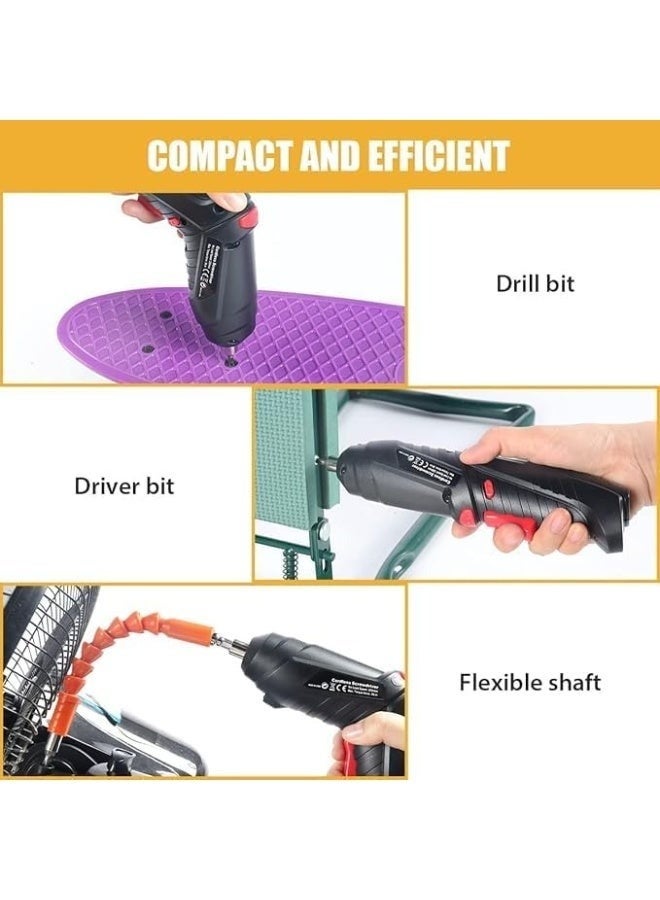 طقم مفك ببطارية شديد التحمل مع لمبة ليد وكيبل شحن USB وبطارية صغيرة قابلة لإعادة الشحن مع مقبض دوار وشنطة حمل مناسبة لمختلف المسامير والصواميل، 47 قطعة - Image 2