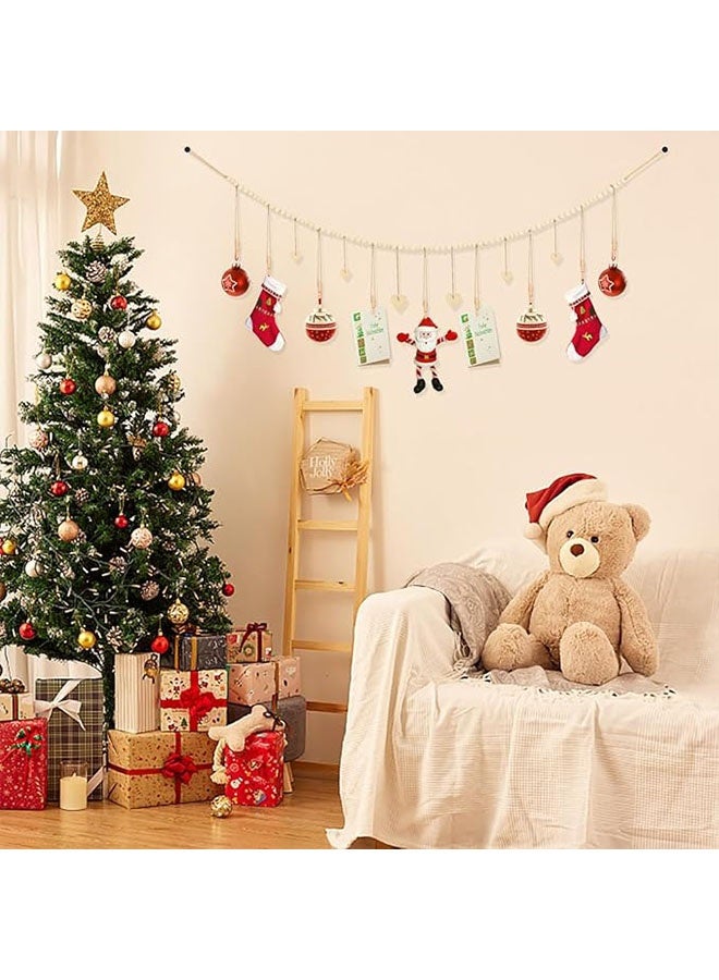 حامل صور معلق بمشابك، 9 مشابك خشبية، إطارات صور بوهيمية لتزيين الجدران، علاقة صور لتزيين مكاتب العمل، عرض أعمال فنية للأطفال (138 سم) - Image 4