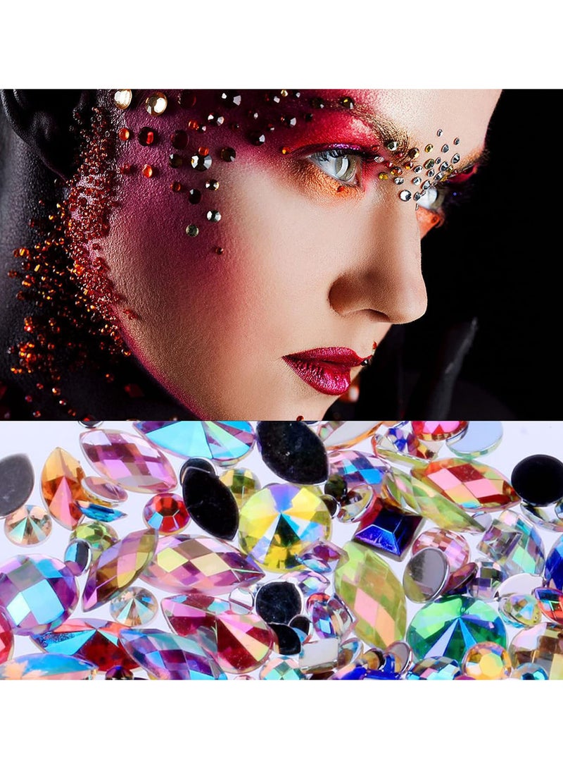 GGOOT 600pcs Rhinestones Gems Acrylic Jewels Craft Supplies Gems Flat Back Mixed Acrylic Jewels Gemstones Flatback Gemstone Embellishments Plastic Jewels Craft AB Rhinestones Loose Rhinestones for Craft - Image 3