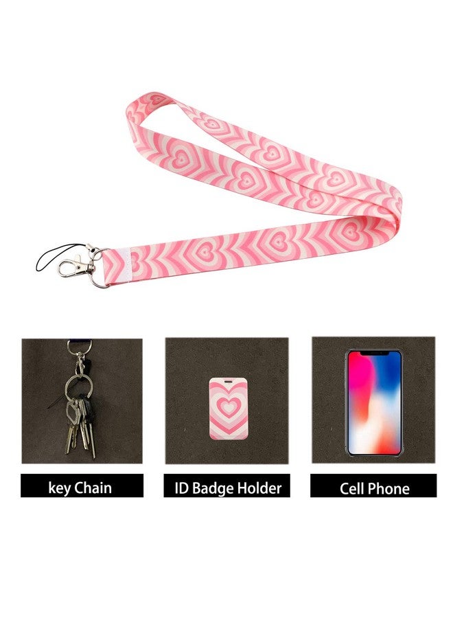 DMLSKY Lanyard With Id Badges Holder Pink Heart Neck Keychain Lanyard For Keys Cards Cute For Teacher Student - Image 2