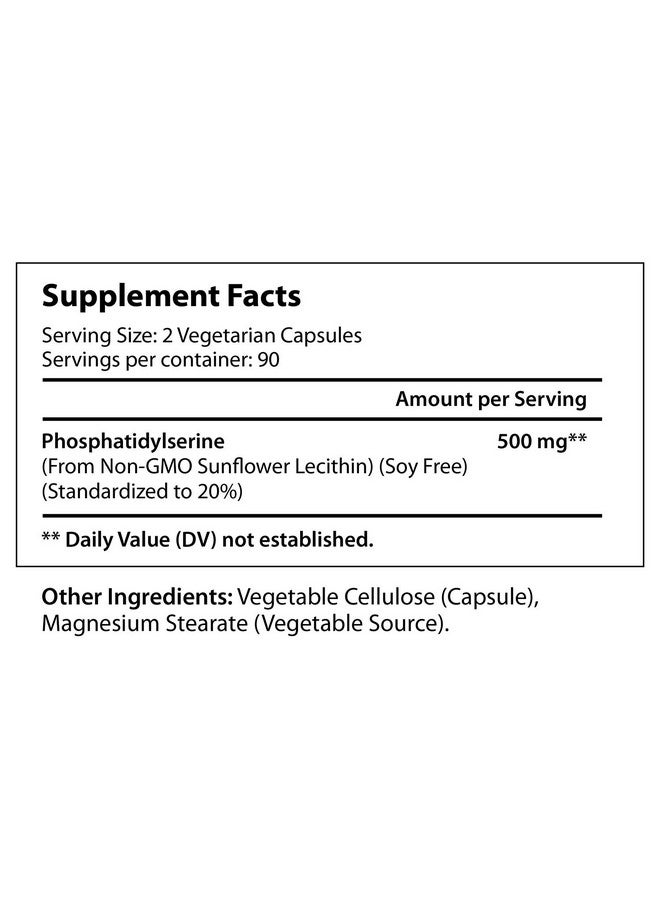 LongLifeNutri Phosphatidylserine 500Mg 180 Vegetarian Capsules ; Soy Free Non Gmo Made In Usa ; Nootropic Brain Supplement ; Natural Memory Ultimate ; Ps Pure Complex 500 Mg Powder Pill - Image 3