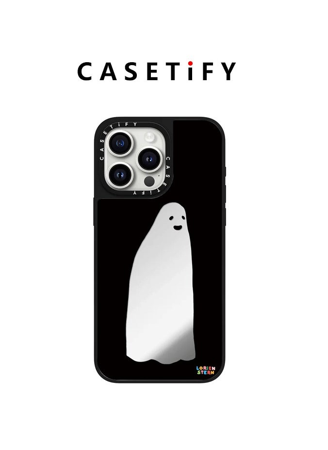 Casetify - Mirror iPhone 14Pro Max/15 Pro Max/16 Pro Max Case Reflective 4.9ft Drop Protection Compatible with Magsafe Ghost Mirror Silver On Black - Image 1