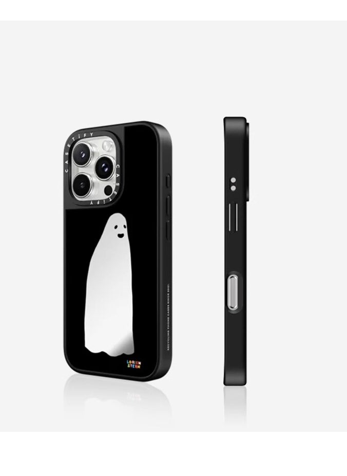 Casetify - Mirror iPhone 14Pro Max/15 Pro Max/16 Pro Max Case Reflective 4.9ft Drop Protection Compatible with Magsafe Ghost Mirror Silver On Black - Image 1