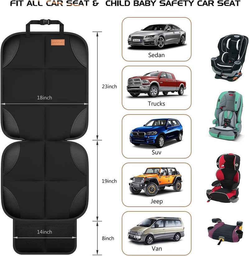 smartelf Smart elf Car Seat Protector, 2Pack Seat Protector Protects Child Seats with Thickest Padding and Non-Slip Backing Mesh Pockets for Baby and Pet, Black - Image 3