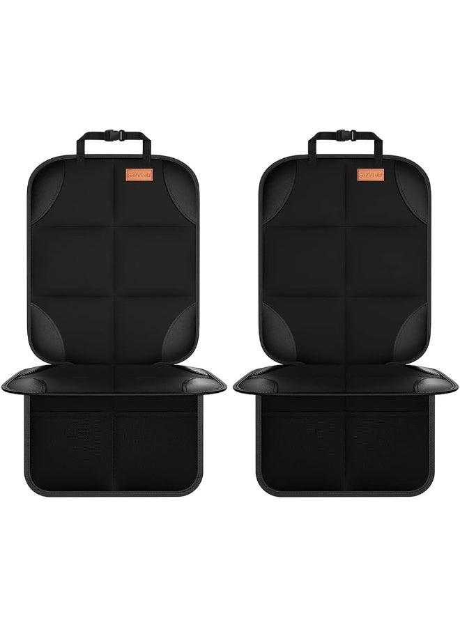 smartelf Smart elf Car Seat Protector, 2Pack Seat Protector Protects Child Seats with Thickest Padding and Non-Slip Backing Mesh Pockets for Baby and Pet, Black - Image 1