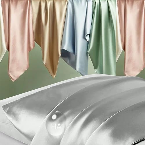 DKBslik Silk Pillowcase 2 Pack Natural Mulberry Silk Pillow Cases Anti Acne Silk Pillowcase for Hair and Skin King Size Silk Satin Pillowcase Set of 2 with Zipper Gifts for Sleeping Women Silver Grey - Image 3