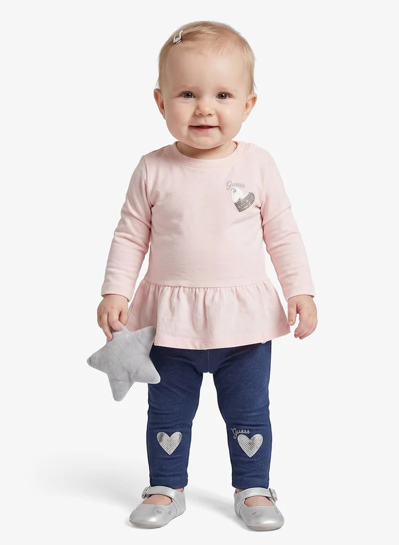 Kids Set Long Sleeve  T-Shirt+Knit Denim Pants