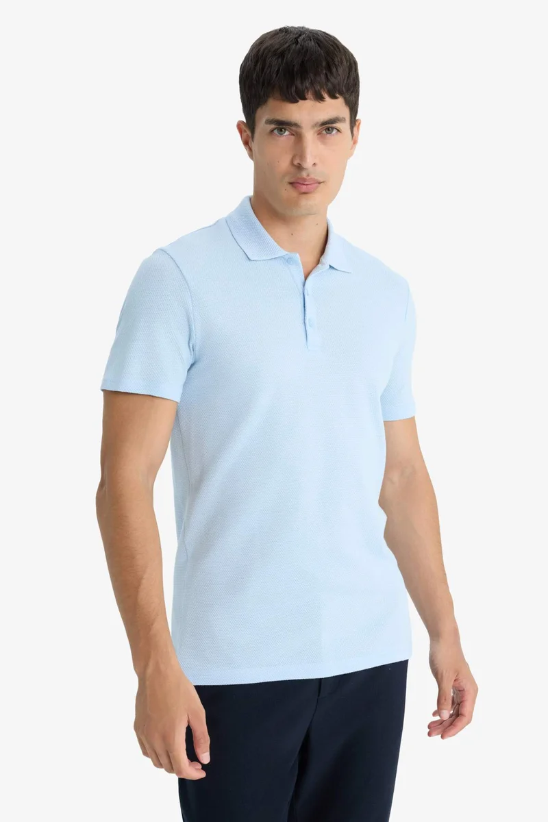 Defacto  Slim Fit Cotton Blend Basic Polo T-Shirt for Men | Best Price UAE