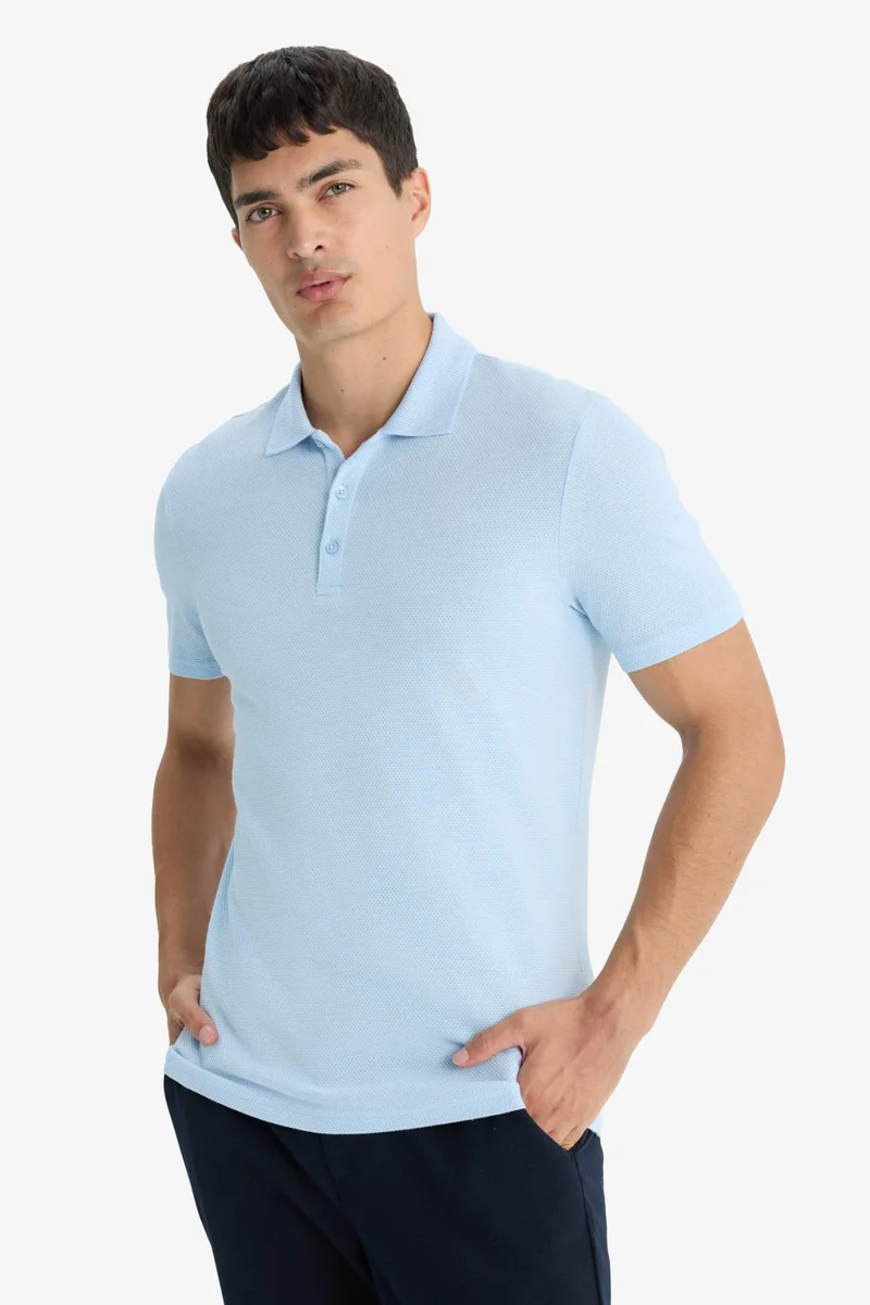Defacto  Slim Fit Cotton Blend Basic Polo T-Shirt for Men | Best Price UAE