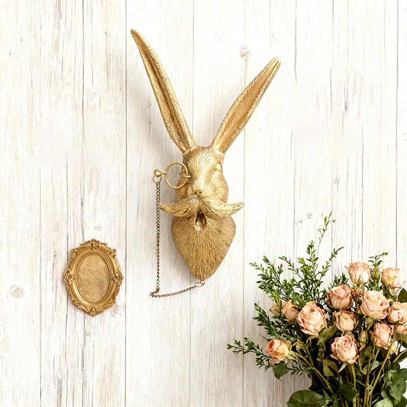 O-FarFarm Rabbit Head Wall Decor - Handmade Resin Animal Sculpture vintage wall decor for Modern Farmhouse, Nursery, Living Roomï¼ŒLightweight Easy to Install | Waterproof Indoor/Outdoor Art, Pet-Safe Home Decor, Unique Gift for Animal Lovers - Image 1
