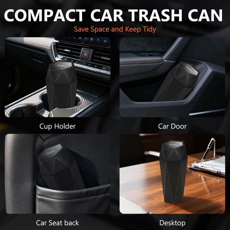 OUDEW Car Trash Can with Lid - 2-Pack, Interior Accessories for Vehicles, Leakproof Garbage Can with 30 Detachable Trash Bags, Multipurpose Organizers and Storage Solutions for Home and Office - Image 4