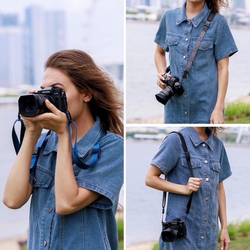 JJC Mirrorless Camera Neck Strap with Quick Release Buckles, Adjustable Shoulder Sling Strap for Sony A7C II A7 IV III A7R V IV ZV1 ZV-E10 Canon EOS R100 R50 M50 M6 Nikon Z30 Z50 Z6 Z7 II & More (Blue) - Image 2