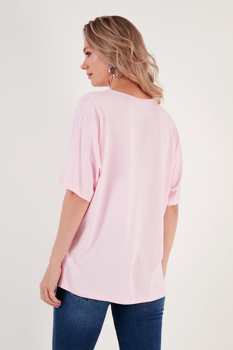 Lela Crew Neck Oversize Flexible Textured Blouse Women's Blouse 5864528  - Image 4