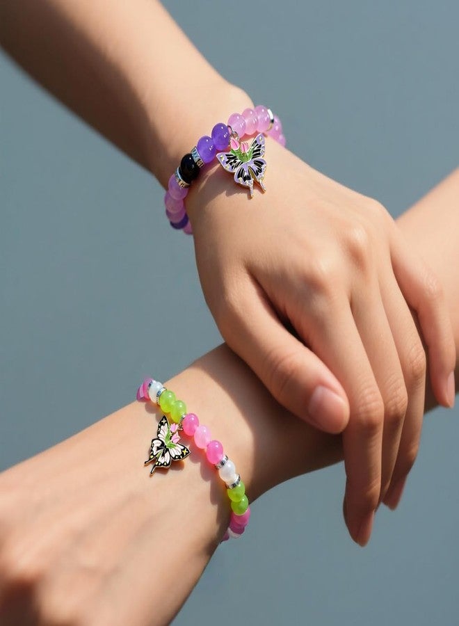 Thalireth 2PCS Beaded Matching Bracelets For Couples Demon Killer Lightning Sakura Butterfly Anime Bracelets Halloween Christmas Gift - Image 5