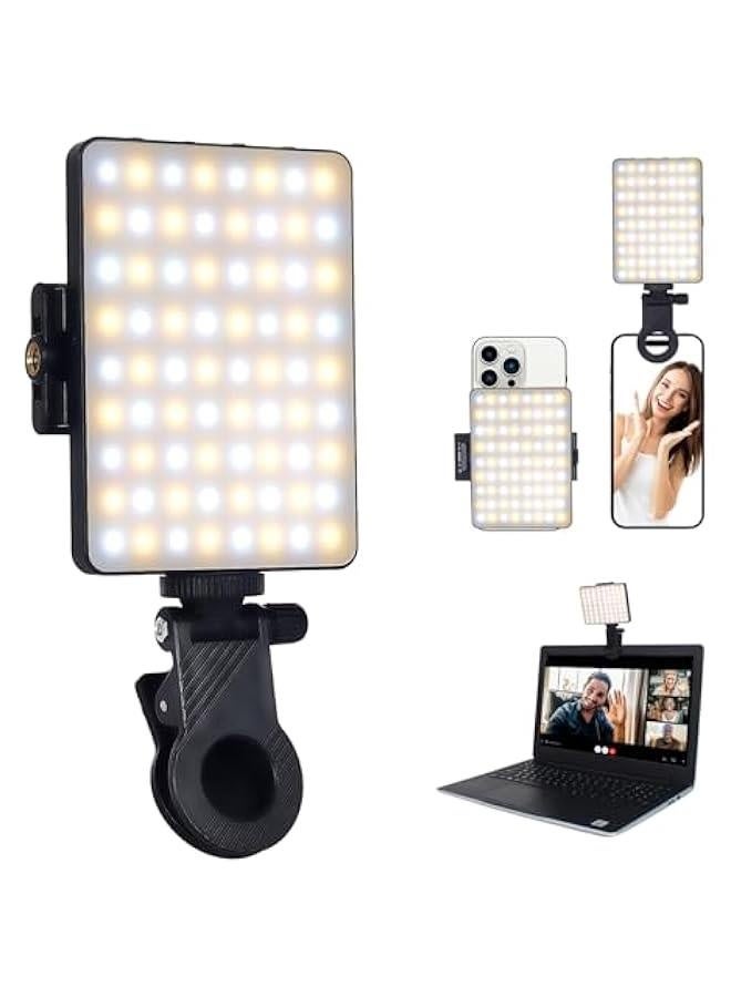 Rechargeable iPhone Selfie Light with Front & Back Clip, Three Light Modes Portable LED Selfie Light, Selfie Light for iPhone, Cell Phone, iPad, Laptop, TiKTok, Volg, Makeup, Video Conferencing  - Image 1