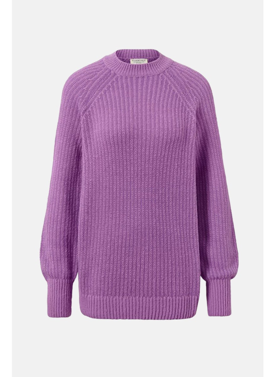 Tchibo Women Mock Neck Long Sleeve Textured Sweater, Purple  - Image 2
