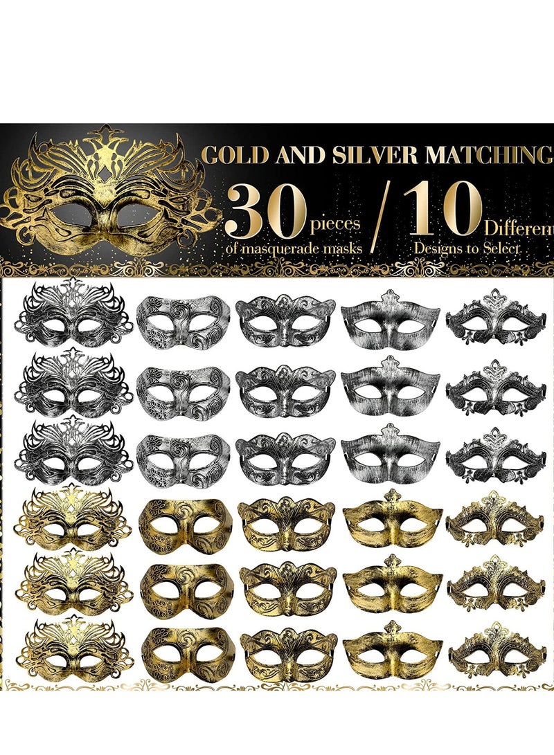 KASTWAVE Masquerade Masks, 30 Pieces Masquerade Masks Bulk Lace Mask Women Venetian Masks Lace Masquerade Mask for Party Ball - Image 2