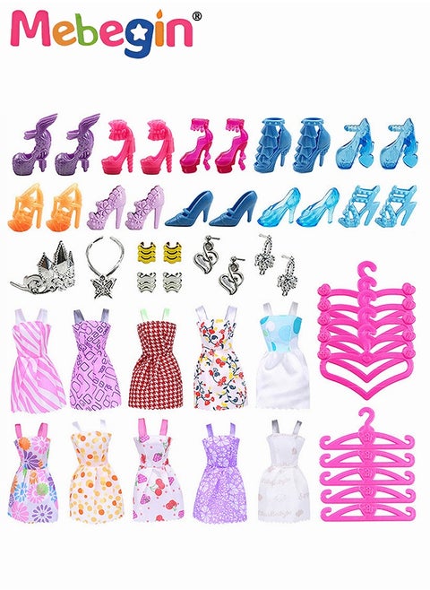 50 PCS Barbie Doll Clothes and Accessories Set, Beautiful Doll Stuff, Value Dolls Dress Up Set for Various Occasions, Colorful Doll Playset with Premium Quality and Dreamy Design, Perfect Gift for Barbie Loving Girls(Not Included Doll)