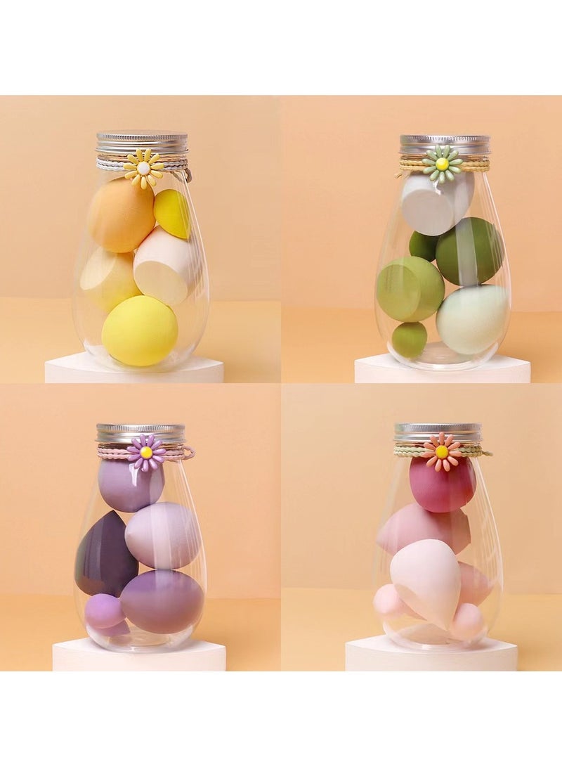 خاجول مجموعة إسفنجات مكياج مكونة من 6 قطع مع رباط شعر ديزي - إسفنجات مكياج صغيرة ناعمة متعددة الألوان، إسفنجات بودرة طويلة الأمد مبللة وجافة للنساء (أزرق) - Image 5