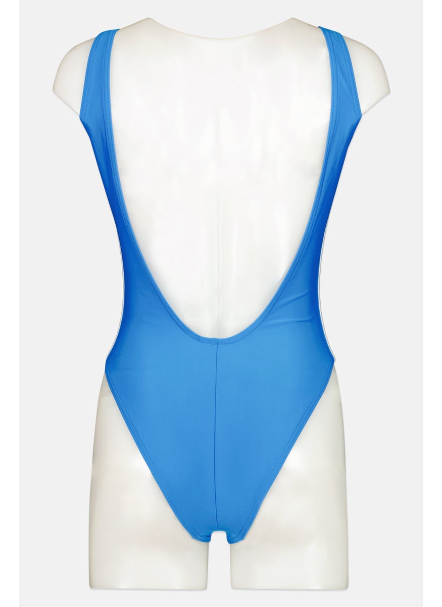 adidas Originals Women Brand Logo Non Padded Competitive Swimsuit, Blue  - Image 2